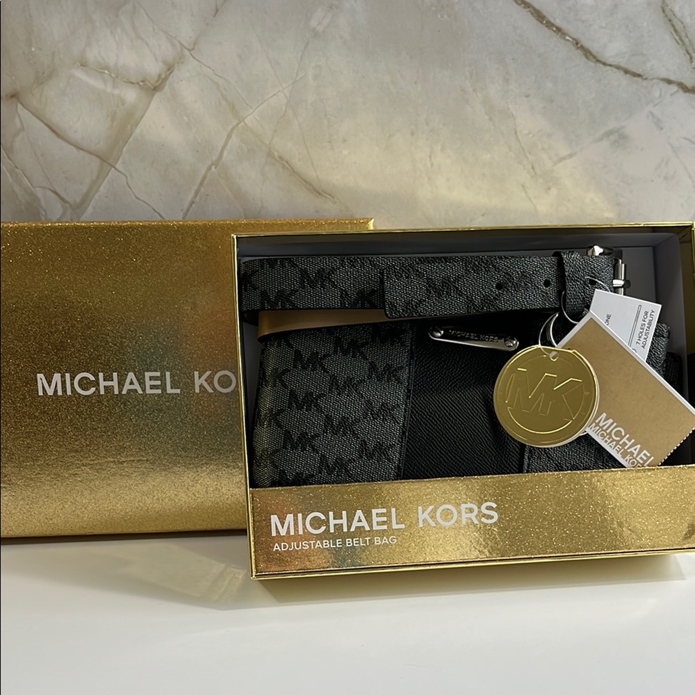 Michael Kors Belt Bag New With Gold Glitter Box Packaging Sleek & Soohistacted